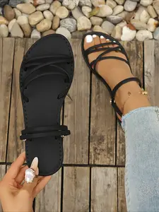 Fashionable flat sandals, elegant and comfortable, suitable for various styles and perfect for everyday wear, Women, Casual Summer Footwear