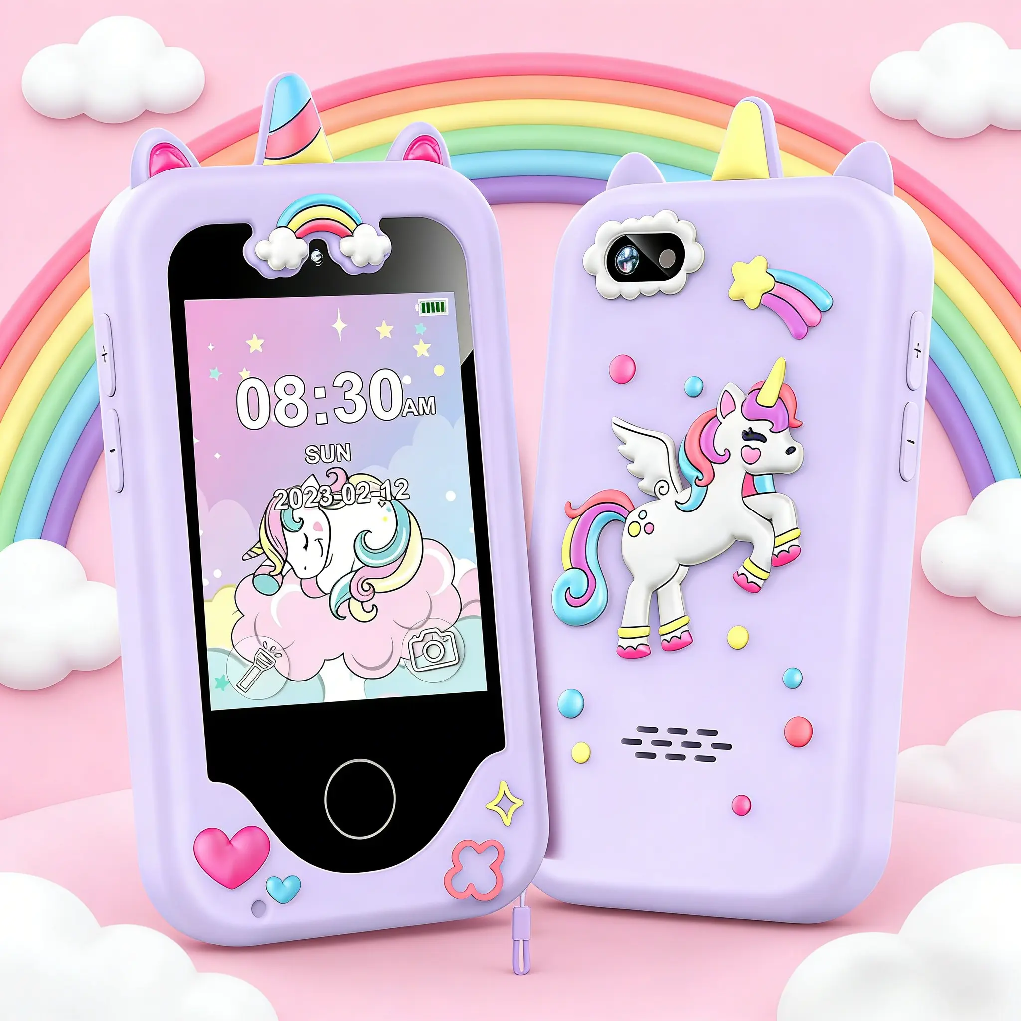 Summervibes Kids Smart Phone, 2.8" Touch Screen with Dual Camera, Game, 8GB Card, MP3 Music Player, Educational Toy for 3-10 Age (Christmas, Children's Day Gifts), Girl Toys, Little Gifts for Girls
