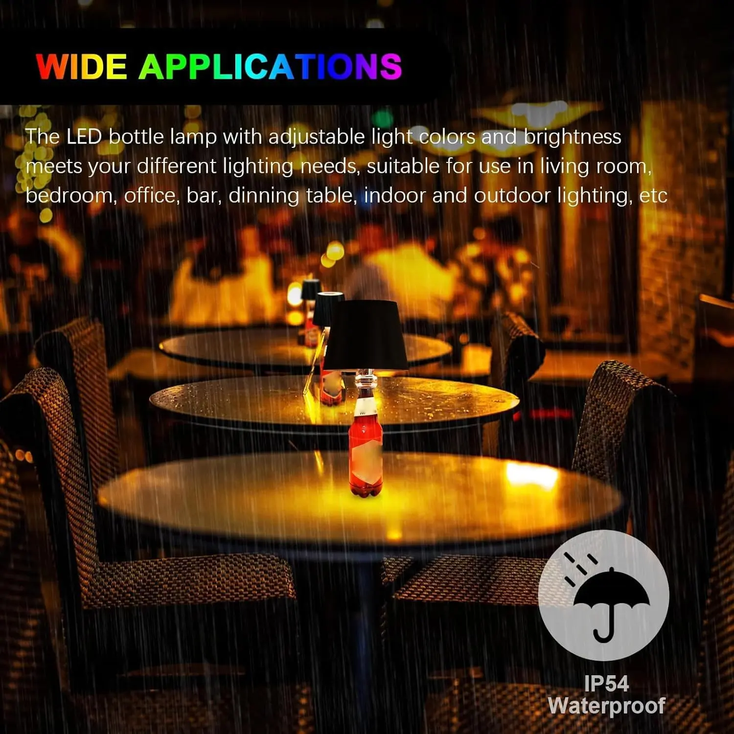 Stepless Dimming RGB Bottle Lamp with Touch Control | Wireless, Portable, and Rechargeable | Perfect for Party & Bar Ambiance