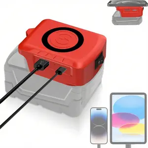 Wireless Phone Charger for Milwaukee 18V Battery,Battery Adapter with USB and Type-C Output, for Camping Travel,Outdoor Working (Wireless Charger for Milwaukee 18V)