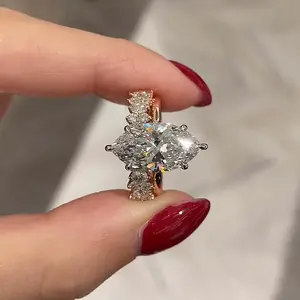 RODIFFY 3.0Ct Special Marquise Cut Wedding Ring Set for Women,5A Cubic Zirconia 925 Sterling Silver Bridal Ring Set,Jewelry for Women