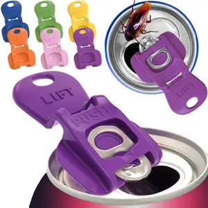 Manual Easy Can Opener, 6 Pack Colorful Soda Beer Can Opener, Premium Plastic Shields Can Openers, Can Tab Opener for Coke, Beer, Soda, Aluminum Beverage