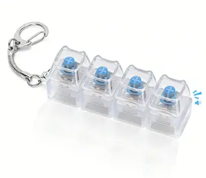 ADHD 4-Hole Stress Relief Keychain Sound PC Keychain for Adults Fidget Keyboard Toy Light Unique Bag Pendant for Stress Relief（Applicable to individuals with ADHD）