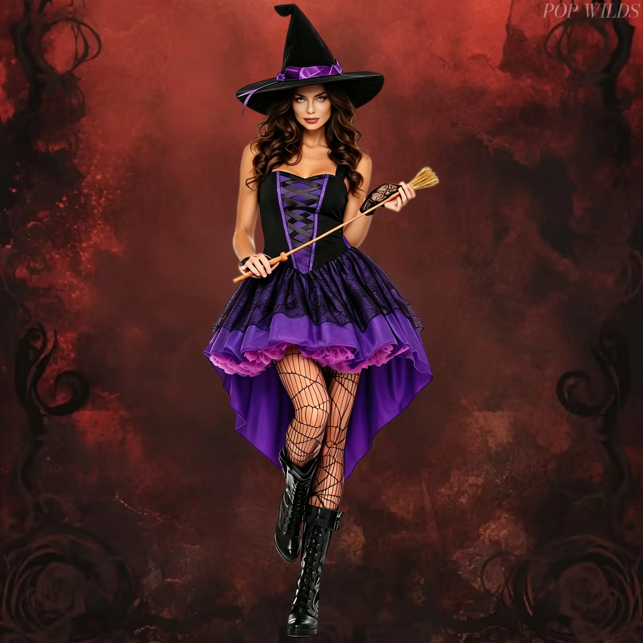 Women Halloween Cosplay Costumes, Gothic Witch, Nun, Zombie, Vampire, Bat, Red Riding Hood, Jester Clown, Arabian Dancer Fancy Dress Outfit, Adult Women Scary Sexy Costume for Halloween Carnival Haunted House Party