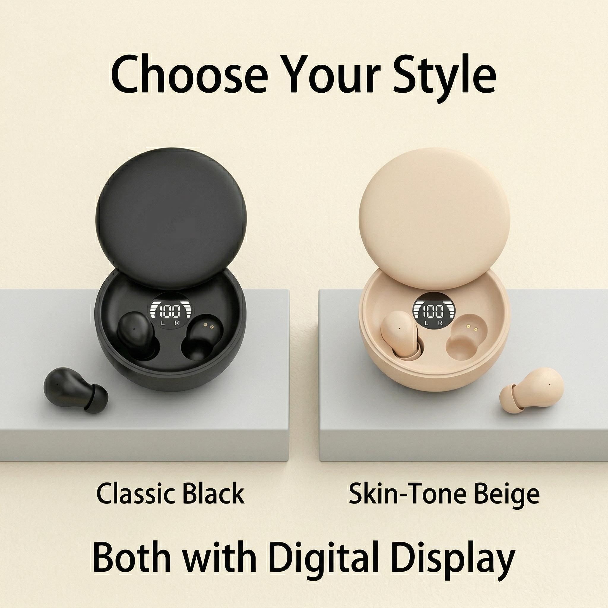 Mini Invisible Wireless Earbuds, Bluetooth 5.4 True Wireless In-Ear Headphones with HD Sound, Noise Cancelling Sport Earphones for Sleep & Gaming