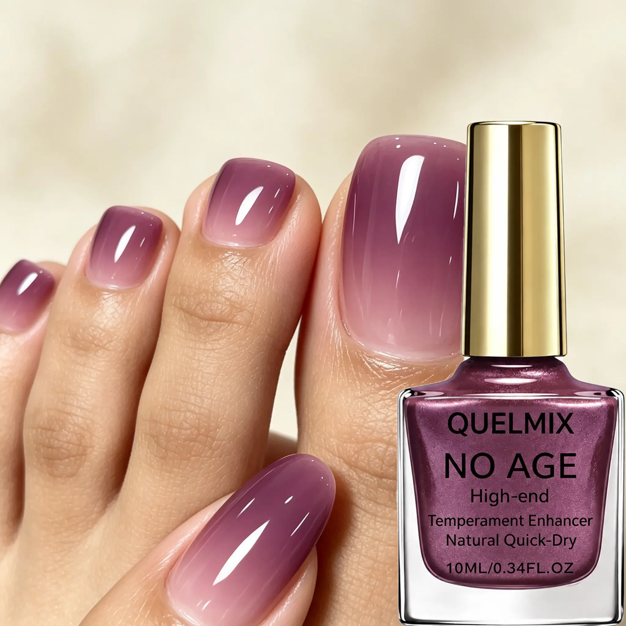 Glossy Translucent Wine Red Nail Hardener 0.34oz -Moisture Shield for Natural Nails, Fast Dry Formula, PerfectDaily Wear & Night Out Polish