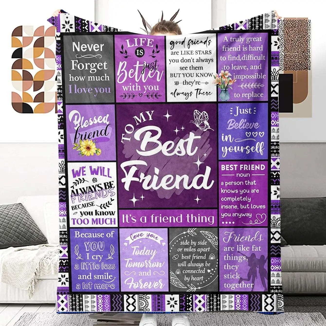 Letter Pattern Blanket, 1 Count Soft Throw Blanket, Air-conditioned Room Blanket, Warm Nap Blanket for Home & Office, Gift Ideas, Soft Breathable Blan