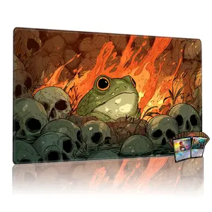 Mtg/tcg Game Mat, Magic Frog & Skull Forest Fire Theme, 14x24 Inch Anti-Slip Wear-Resistant Easy Clean, Non Slip Mousepad, Multi-Purpose Table Pad, Gaming Mouse Pads