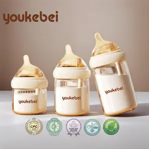 Anti-Colic Glass Breastfeeding Bottle for Newborns, Patented Vent Design, Breast-Like Nipple, 4-in-1 Portable Cup Brush Baby Accessory (Newborn Nursing Bottle)