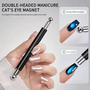 Powerful Cylindrical Small Magic Wand Cat Eye Magnet, Dual-Head 2-In-1 Design, French Style Wide Light Glass Beads, Ideal for Nail Art, Nail Tools