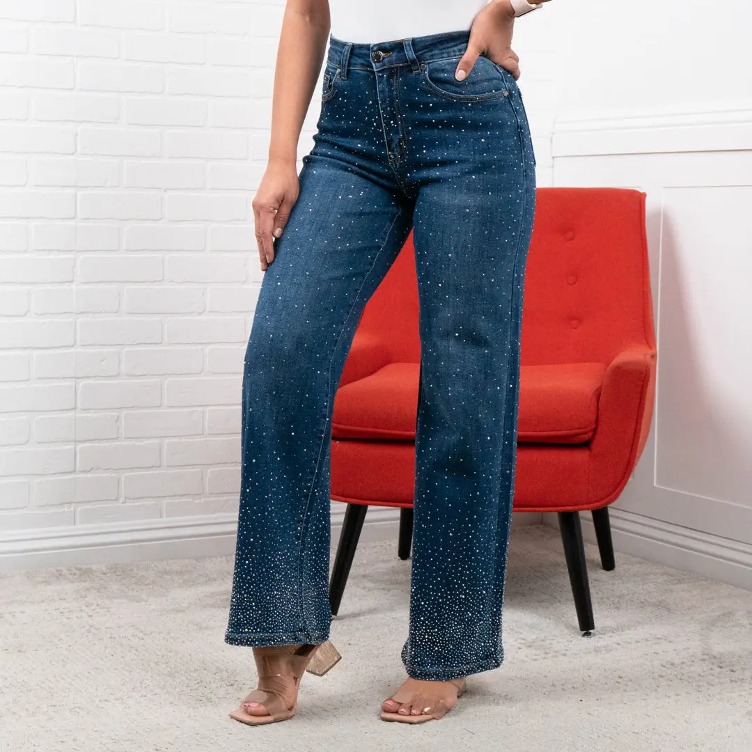 Luz Sparkle High Waisted Rhinestone Jeans 30" INSEAM