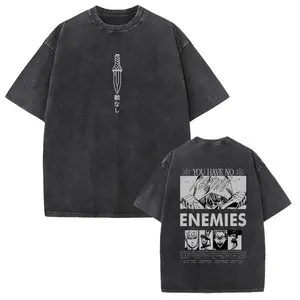 Manga VINLAND SAGA ENEMIES T-shirt For Men's Women's Clothing Vintage Washed Oversized T Shirt Summer Cotton Short Sleeve Tees