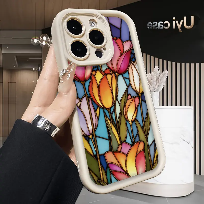 Tulips Phone Case for iPhone 17 Air 16 Pro Max 15 Plus 14 13 12 11 X XS Shockproof Silicone TPU Bumper Drop Protection Soft Cover Full Body Protection