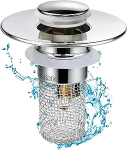 Bathroom sink Stopper,Hair Catcher,drainplug,sink drain filter,2 in 1 sink drain,anti-odorstopper,jewlery saver,portable shower drain hairstopper,sink bathtub shower,anti-clogfilter,universal drain hair catcher,stainless steelmetal,drain hair filter