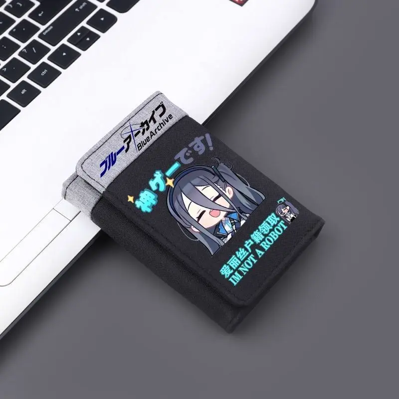 Men's Blue Archive (Azur Lane) Themed Anime Otaku Bifold Wallet, 3-Folded Card Holder, Short-Style Change Purse, Bifold Wallet Anime, Coin Holder/Purse, Kiss Lock, Short Wallet