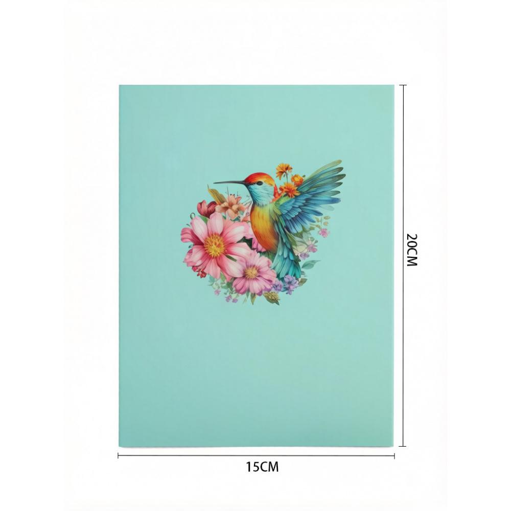 3D Pop Up Greeting Card, Handcrafted Hummingbird & Flower Popup Card for Birthday, Mother's Day, Anniversary, All Occasion Keepsake Card with Envelope
