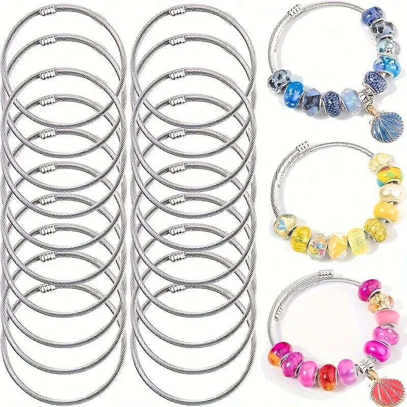 Women's 10pcs Silvery Adjustable Snake-Shape Stainless Steel Alloy Bracelet Chains - Tarnish-Free DIY Jewelry Making Supplies, Multi-Size Adjustable Bangle, Stackable Option (Party Bags & Gifts)