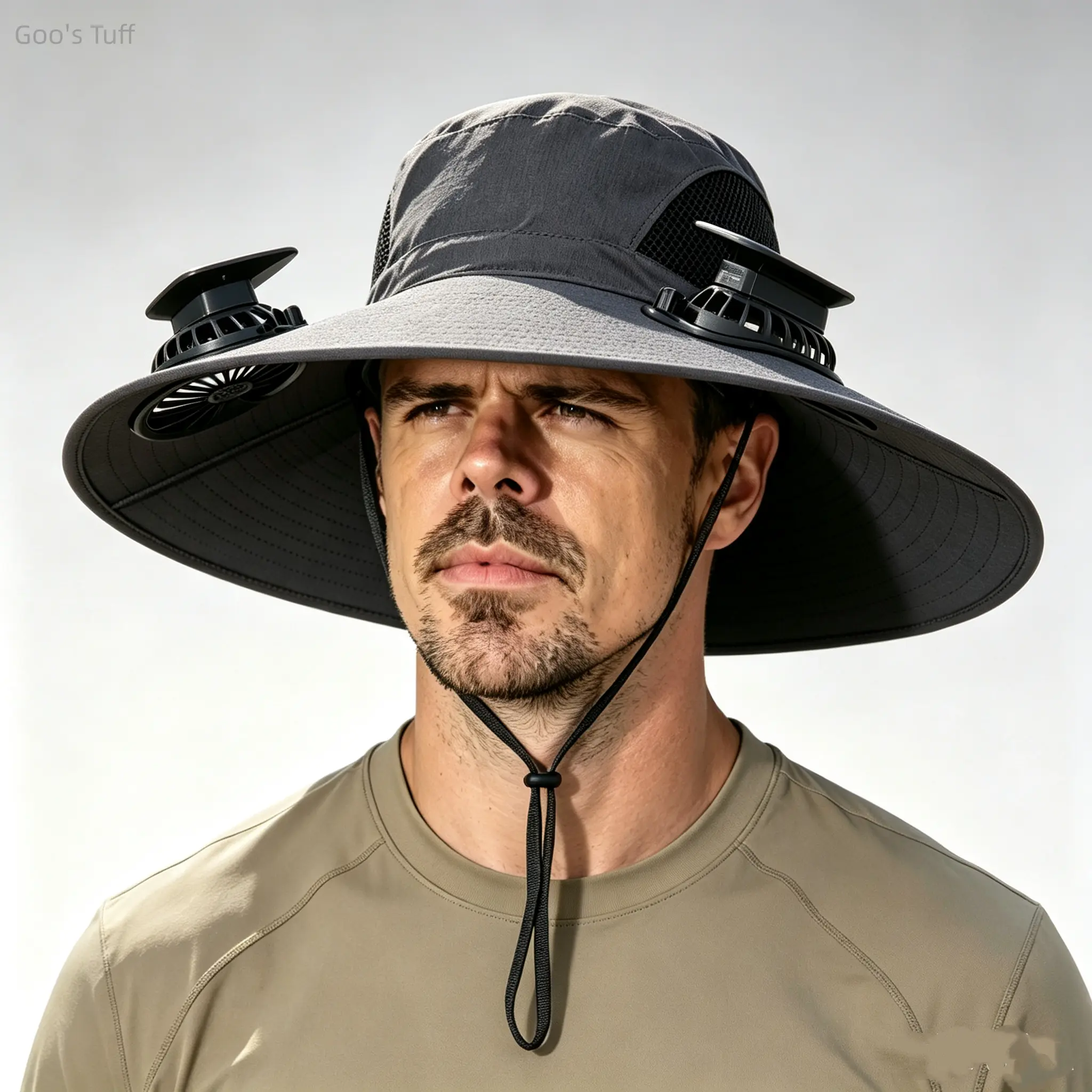 Bucket sun hat viral tiktok dual power fan wide brim cap rechargeable cooling UPF50 UV resistant lightweight breathable summer fishing hiking camping beach