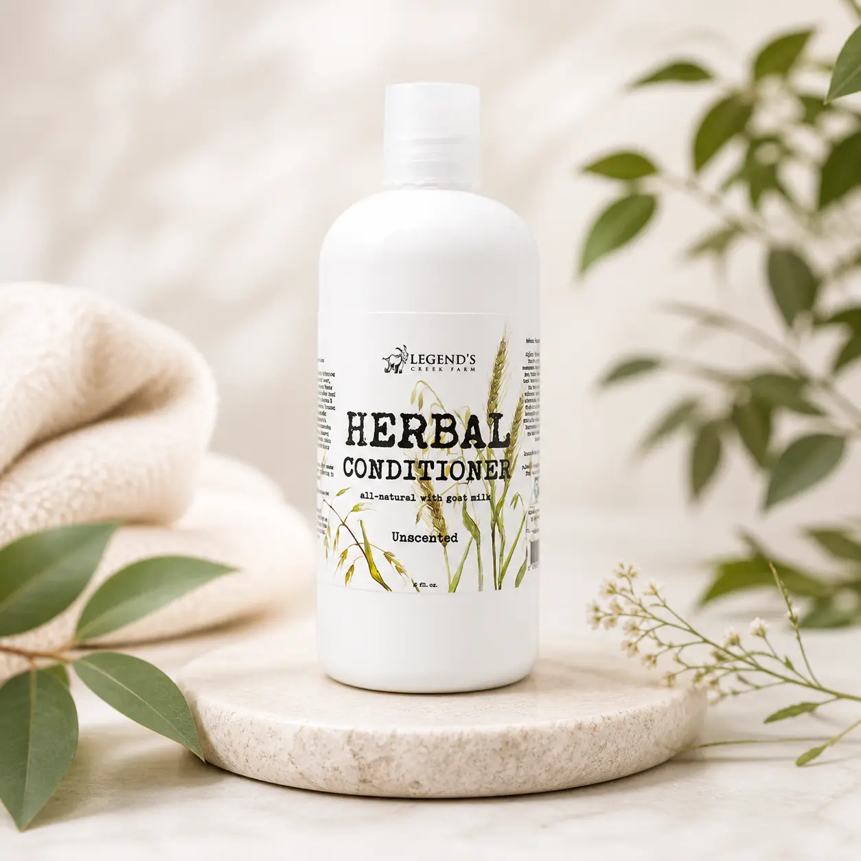 Unscented Herbal Goat Milk Conditioner, Haircare Product Infused with Flower, Lavender & Chamomile Extracts, Aroma