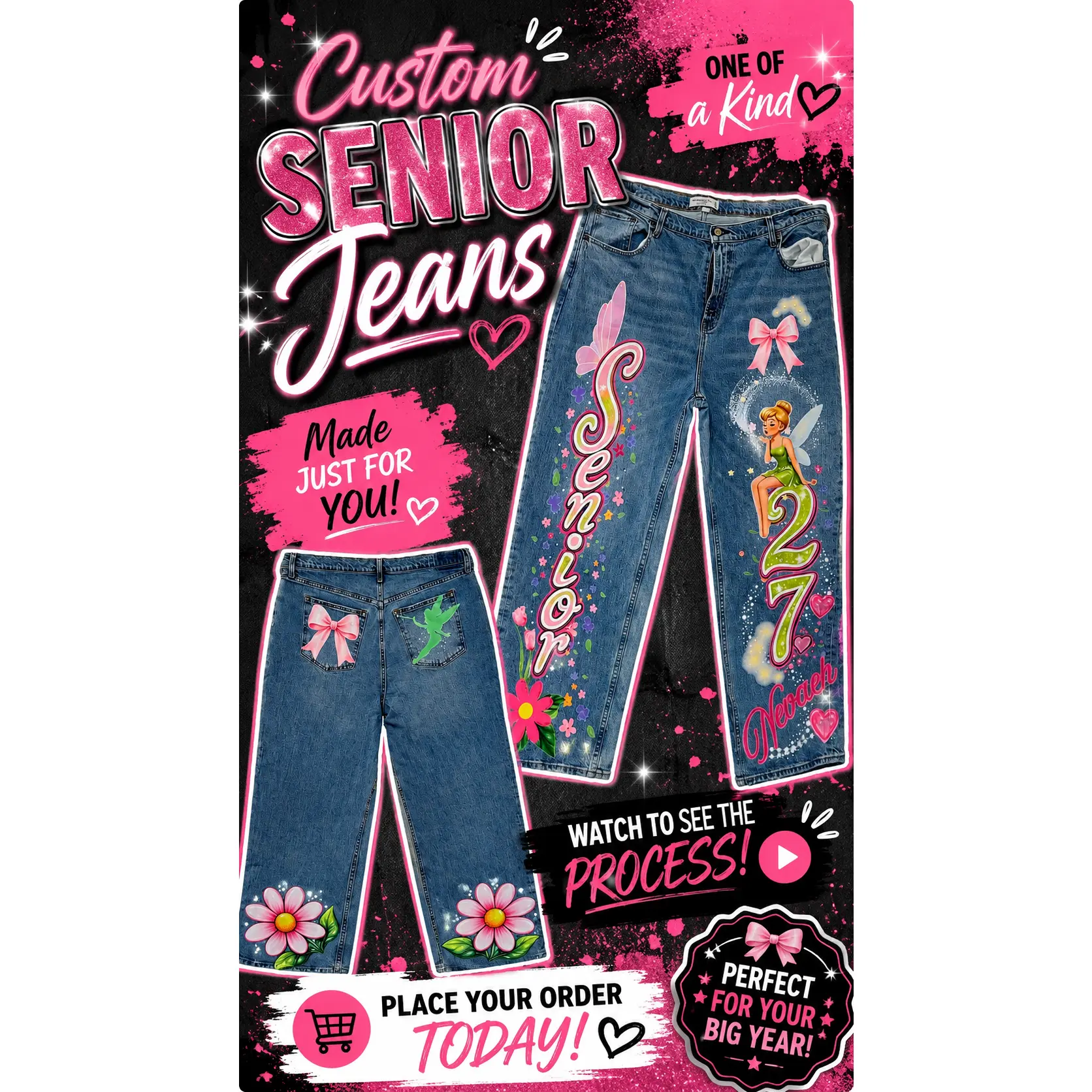 Custom Senior Jeans 2027 | Personalized Class of 2027 Denim