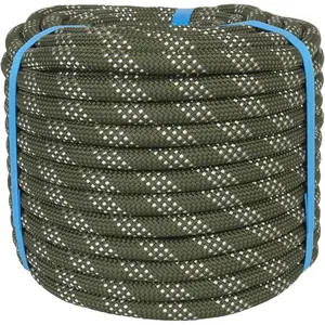 100ft 1/2 inch Nylon Rope, Braided Polyester Arborist Rope, Nautical Rigging Ropes Swing, Heavy Duty Nylon Ropes for Tree Work, Cargo, Pulling, Sailing(Green, 100FT)