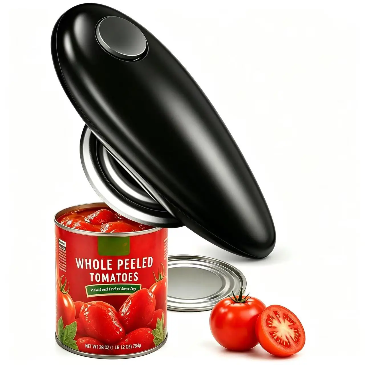 Black Electric Can Opener - Smooth Edge, Hands-Free Automatic 1-Touch Opener, Safe Hygienic Unisex Home Kitchen Gadget for Seniors with Arthritis, Ideal for Weak Hands & Limited Grip