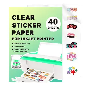 Transparent Waterproof Adhesive Printer Paper, 30/50 Sheets A4 Size 8.26x11.7 Inches, Self-Adhesive for Inkjet Printers