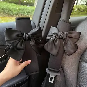 2pcs Cute Bow Auto Seat Belt Cover Pads, Soft Seatbelt Shoulder Pad, Cute Bow Design, Durable Polyester Material, Compatible with All Cars, Car Interior Accessory