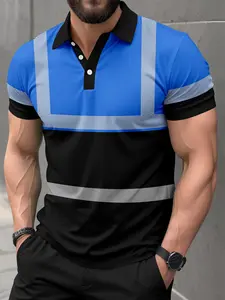 Neon Hi-Vis Polo Shirt, Men's Breathable Night Run Shirt, Summer Daily Wear Fashion Item, Casual Fitted Polo Shirt, Casual Sport Shirt, Breathable Fashion Top
