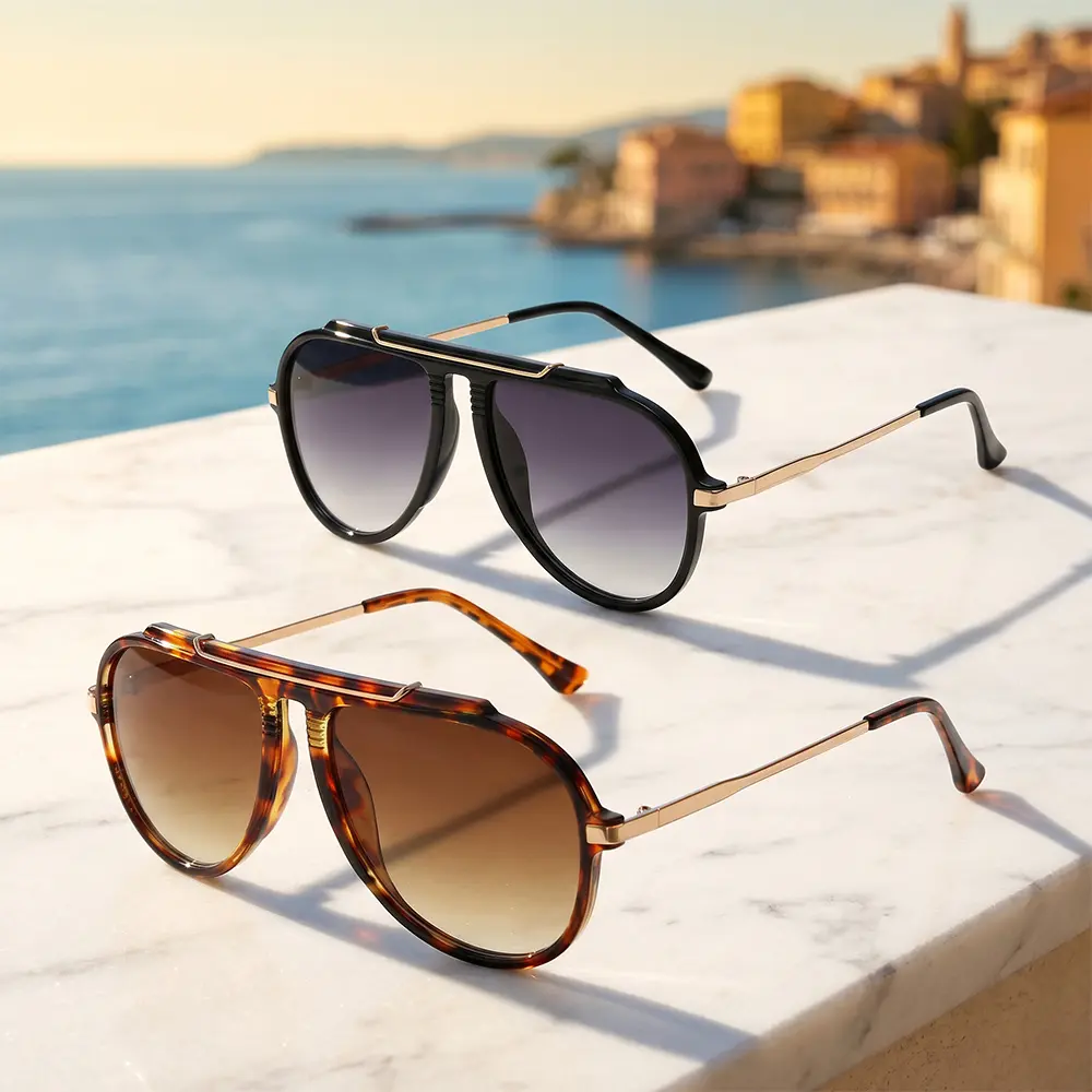 2Pcs Oversized Aviator Sunglasses for Women Men 70s Retro Gold Metal Sun Glasses Tangle Free Square Aviators - Home Improvement.