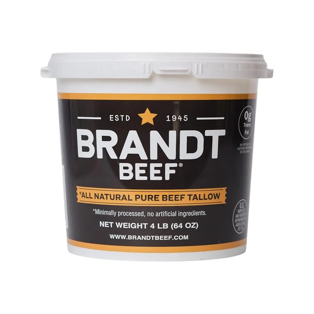 Brandt Beef Tallow 64 Oz Tub for Cooking, Skincare, Soap & Candle Making | Pure, High Smoke Point, Sustainably Sourced