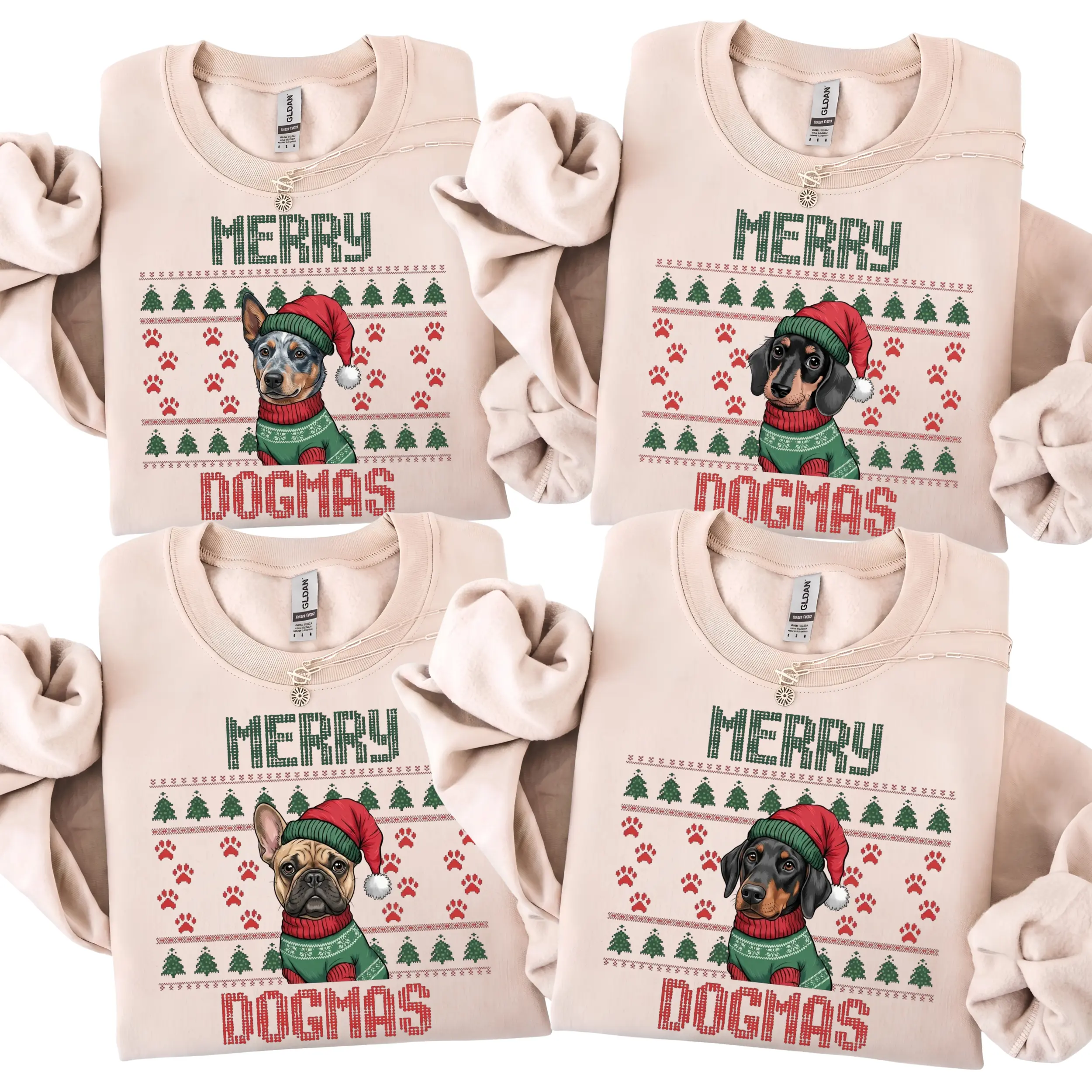 Custom Dog Breed Christmas Sweatshirt, Personalized Dog Ugly Christmas Sweater, Holiday Dog Lover Gift, Cute Christmas Dog Mom Crewneck