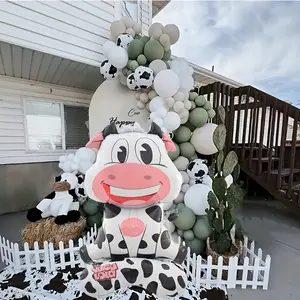 Large Standing Cow Balloon Decoration, Birthday Party Theme, Cute Farm Animal Decor, 58 Inch Air-Filled Latex Balloons, Balloon Party Supplies, Party Balloons Decorations