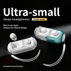 Mini wireless Bluetooth 6.0 in-ear earbuds, compact design with a 360° rotating charging case, ENC noise cancellation, ergonomically designed sports earphones suitable for the gym, running, and work. side sleep
