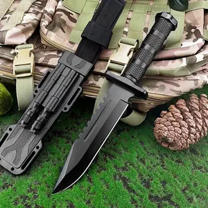 High Hardness Survival Fixed Blade Knife with Sheath 5Cr18Mov Blade ABS Handle Cutting Outdoor Camping Knife Carry-On Rescue Bush Knife EDC Adventure Tools Tactical Knives
