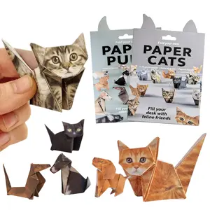 Leven 100 Pcs DIY Origami Paper Kit - 50 Paper Cats & 50 Paper Pups with Storage Bag, 2 Sizes Origami for Kids Adults, Easy Origami Kit with Instruction Manual & Video Tutorial for Family Craft Activity