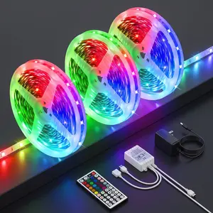 100FT (3x32.8FT) Dimmable RGBIC LED Lights Music Sync App Remote Control for Dorm Room Living Room Festival Party Decor