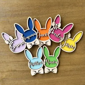 Easter Basket Name Tag, Personalized Easter Basket Tag, Custom Kids Easter Tag, Wood Bunny Head Easter Tag, Easter Decor, Easter Basket Gift
