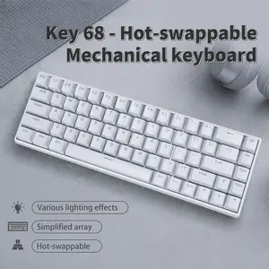 KL68 60% Gaming Mechanical Keyboard, Ultra Compact Mini 68 Key with Red Blue Switch Wired Keyboard, Anti-Ghosting Keys, for Windows Laptops And PC Gamers