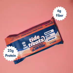 Tidetreats Island Berry Crispy Rice Protein Bars 25g Protein 7g Fiber No Added Sugar Post Workout Snack Grain Crunch