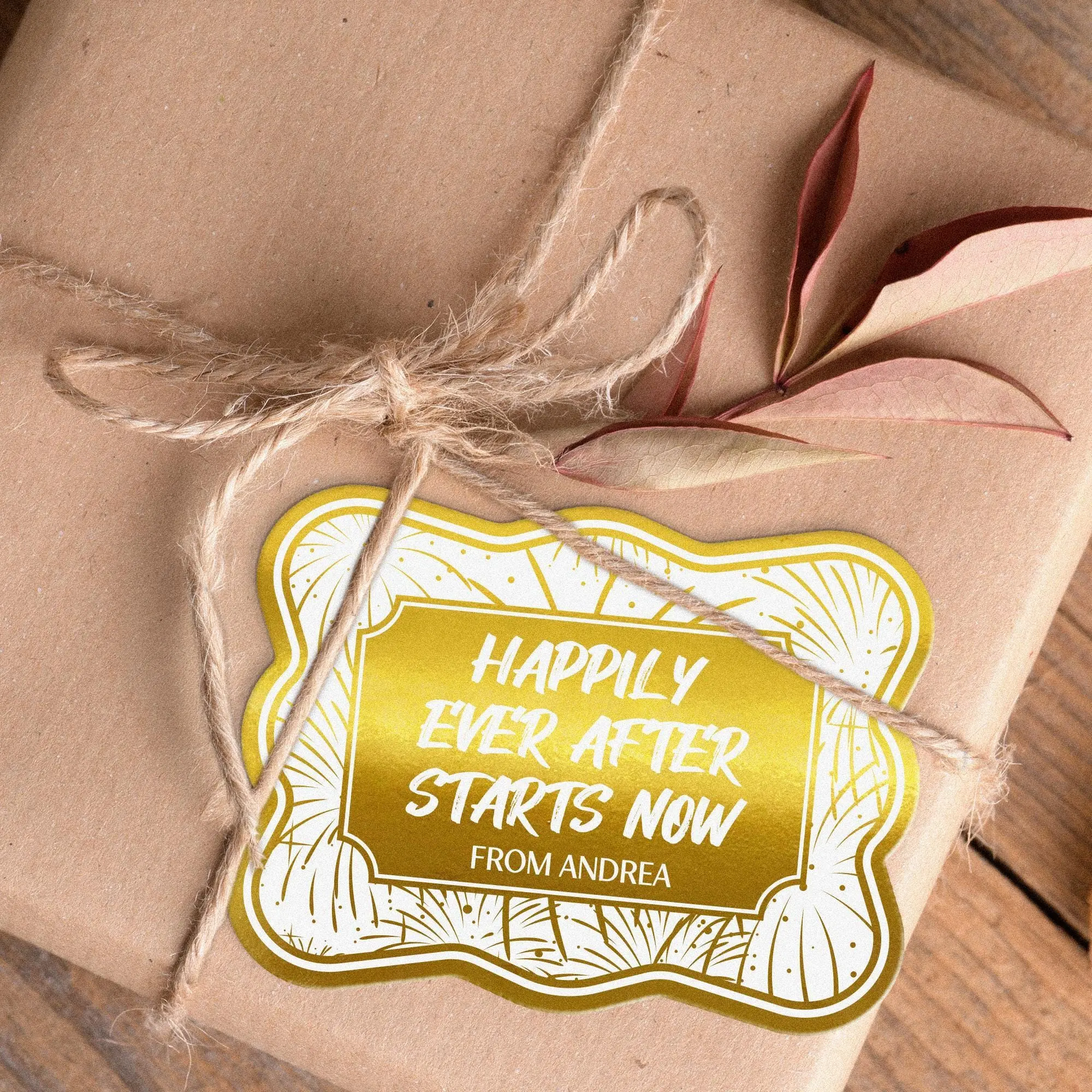 Personalized Wedding Gift Tag | Happily Ever After Design | Foil Cardstock Tag