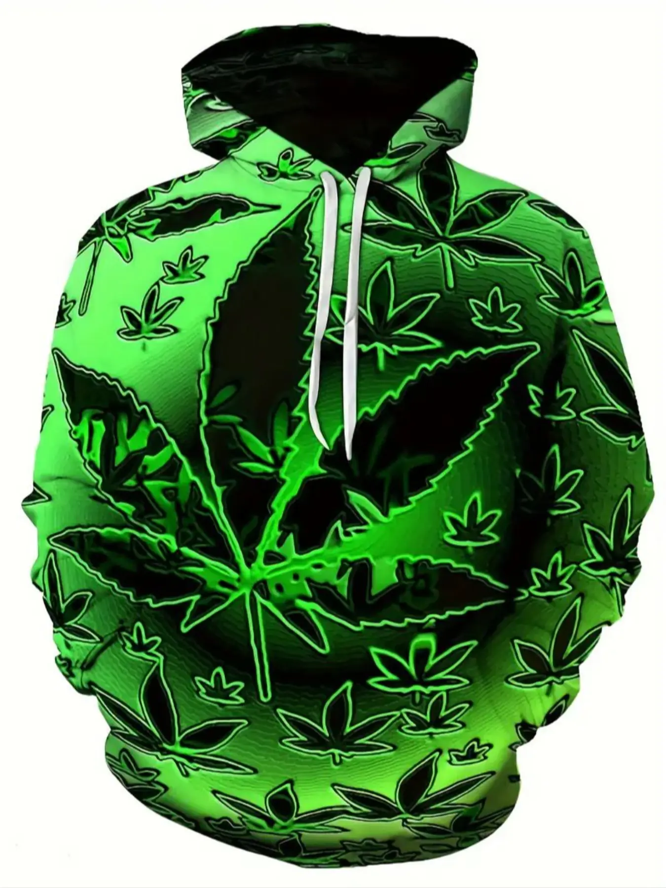 Men's 3D Long Sleeve Hoodie Jacket, Casual Streetwear Hoodie Fashion Graphic Leaf Pattern, Large Size Fitted Knitwear for All Seasons Sweatshirts, All Season Pullover