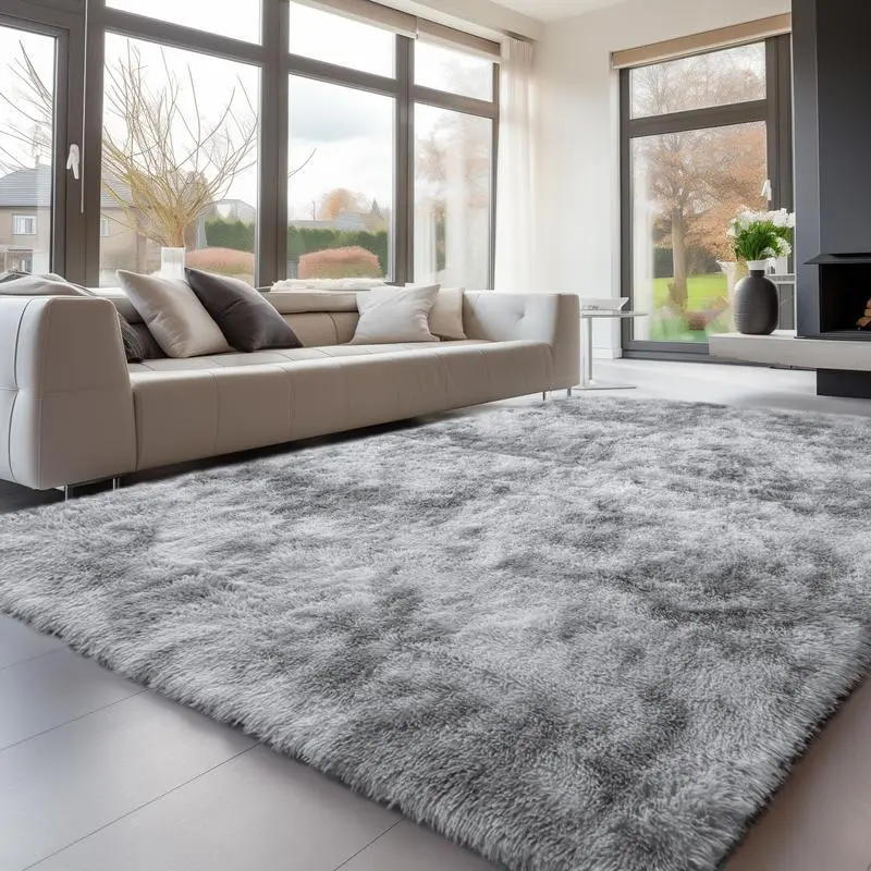Solid Color Fluffy Rug, 1 Count Non-slip Soft Plush Area Rug, Decorative Carpet for Home Living Room Bedroom Study Room, Home Decor, Fluffy Area Rugs, Modern Rug