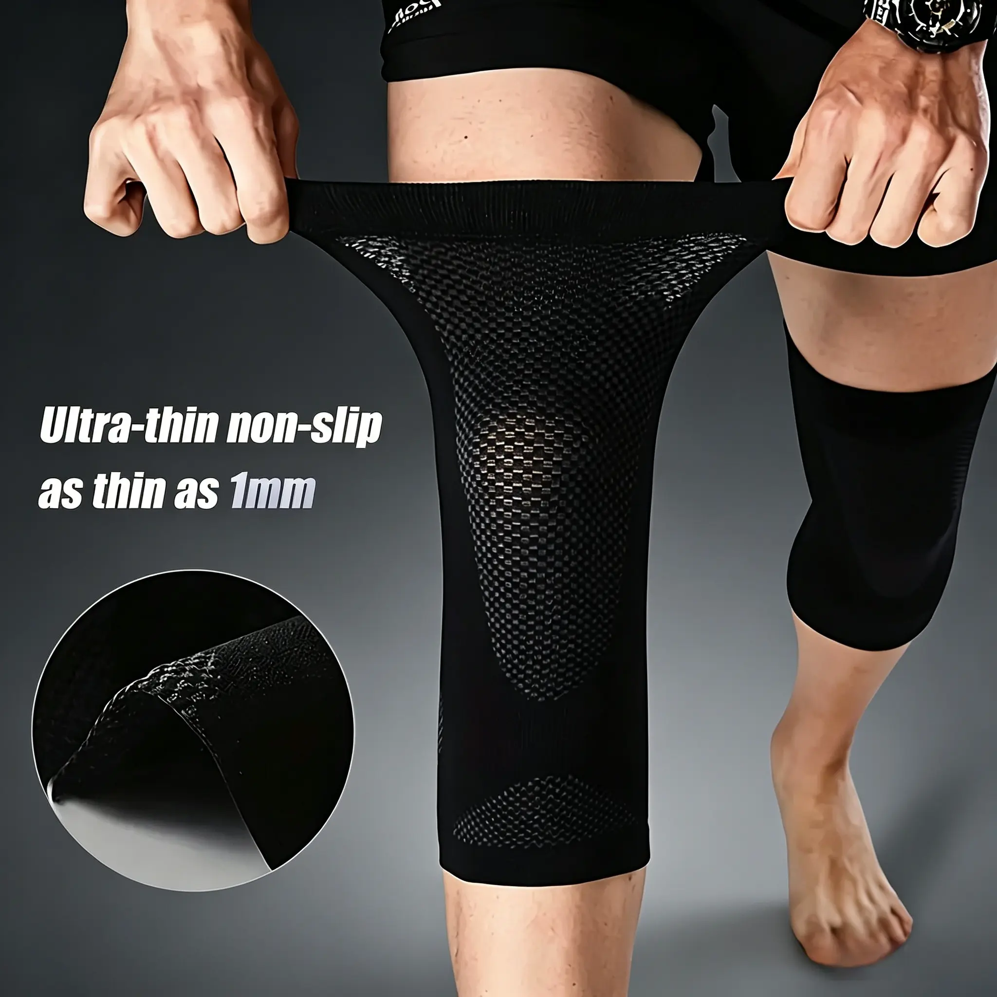 Unisex Breathable Ultra-Thin Knee Sleeves (1 Pair) - Invisible, Seamless, Lightweight Compression Support for Running, Basketball, Meniscus Protection, Sports Fitness, Poor Blood Circulation