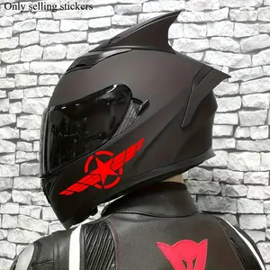2PCS/SET  Star Wing Car Sticker for Motorcycle Helmet, Decal Sticker, Motorcycle Stickers, Highlight Daring Personality Style, Inject Passionate Motorcycle DNA into Helmet, Trendy Decoration Maximizes Helmet's Eye-Catching Vibe