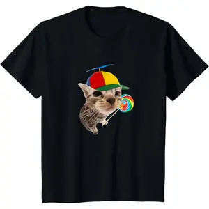Silly Cat With Lollipop Meme T-Shirt, Adult funny T-shirt, Gift for Woman and Man # Mother's Day Gift # streetwear tees # Printed T-shirt