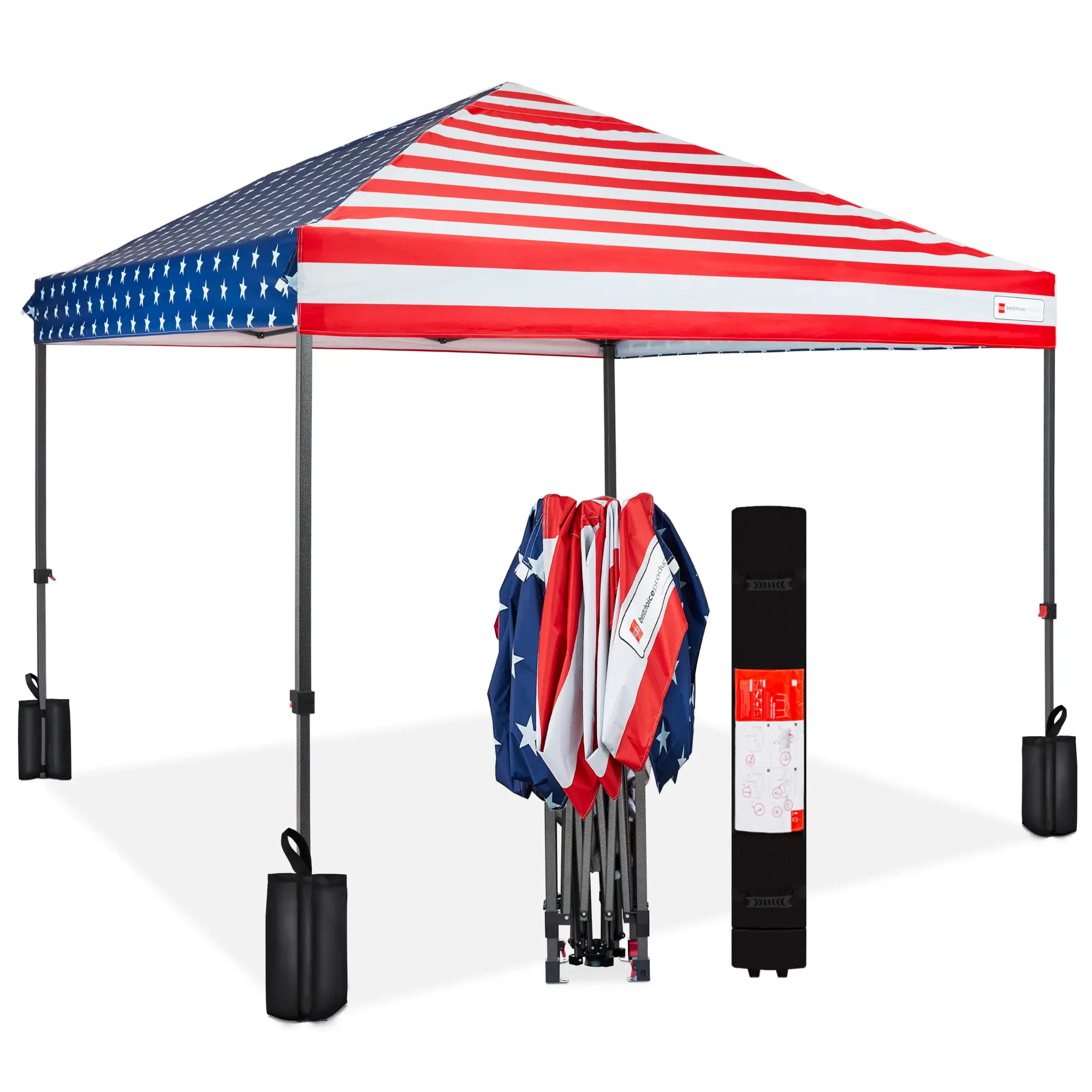 Best Choice Products 10x10ft Easy Setup Pop Up Canopy w/ 1-Button Setup, Wheeled Case, 4 Weight Bags Best Choice Products 10x10ft Easy Setup Pop Up Canopy w/ 1-Button Setup, Wheeled Case, 4 Weight Bags