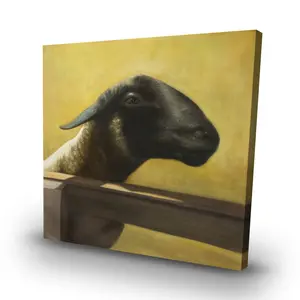 360 Stand Artistic Young Ram Photo, 32x32 in. Nature-Themed Home Decoration, Living Room Wall Piece, Ideal Gift for Home Supplies Posters & Prints