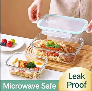 2026 Spring New Arrival, 8 Pack Borosilicate Glass Food Storage Containers (8 Containers+1 Utensil) Stackable Airtight BPA Free Oven/Microwave/Freezer/Dishwasher Safe