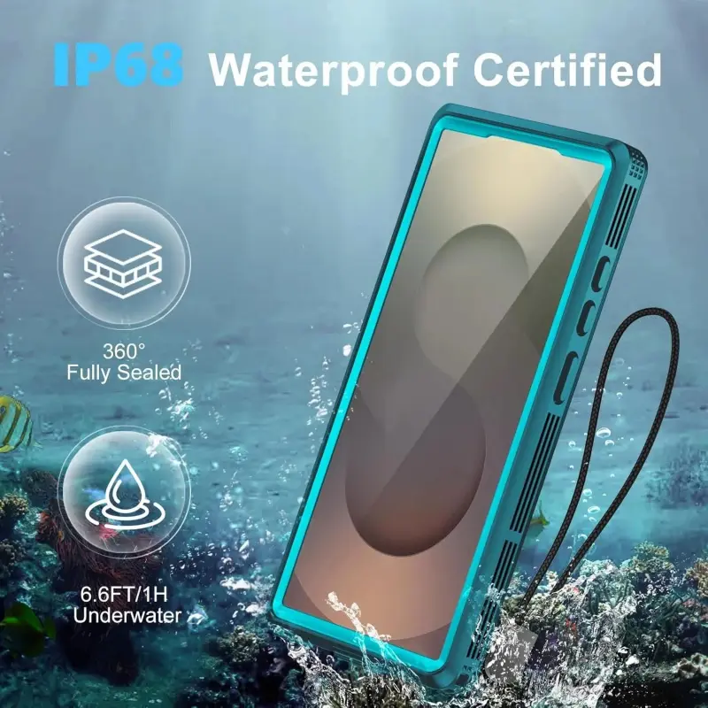 AuraGadget IP68 Waterproof Protective Case for Samsung Galaxy S25 Ultra, 12FT Underwater Accessory, Military Shockproof Wireless MagSafe Cover, Built-In Screen Protector & Lens Guards, Full-Body Protection with Fingerprint Support & Easy Installation, Acc